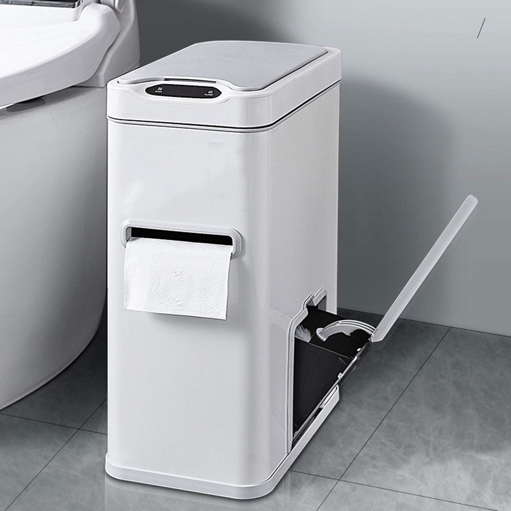 Smart Induction Trash Can with Lid, 7L Bathroom & Kitchen Waste Bin with Accessories Set