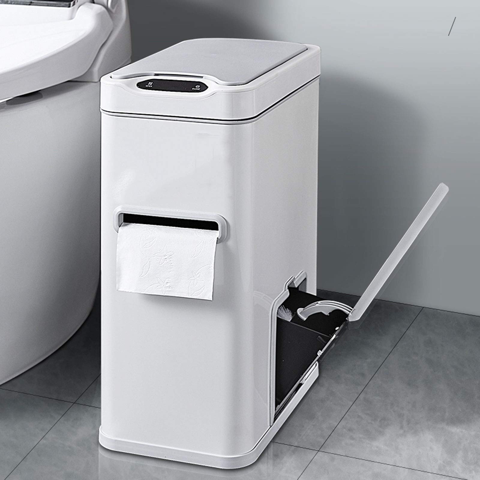Smart Induction Trash Can with Lid, 7L Bathroom & Kitchen Waste Bin with Accessories Set