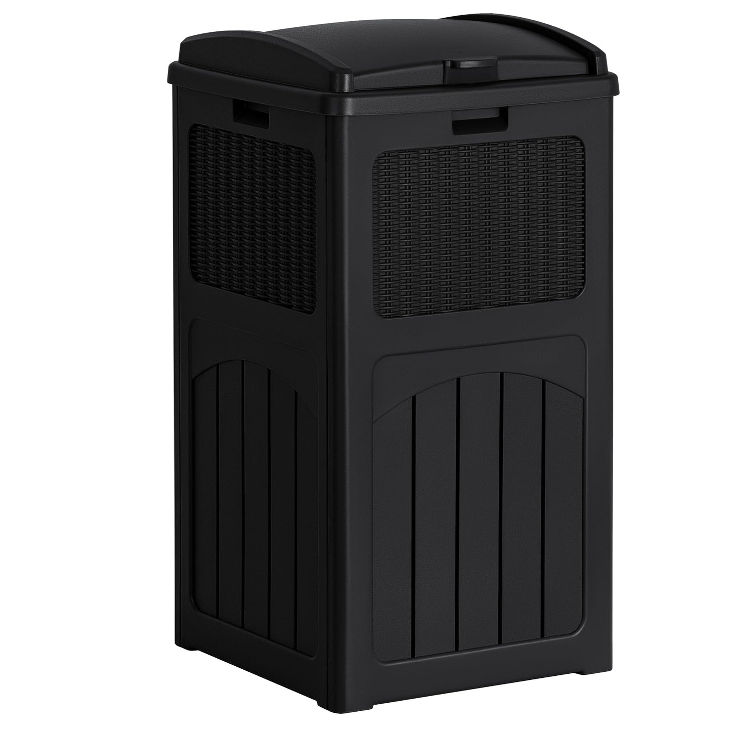 30 Gallon Outdoor Trash Can – Resin Hideaway Garbage Bin with Lid, Waterproof Patio Waste Container