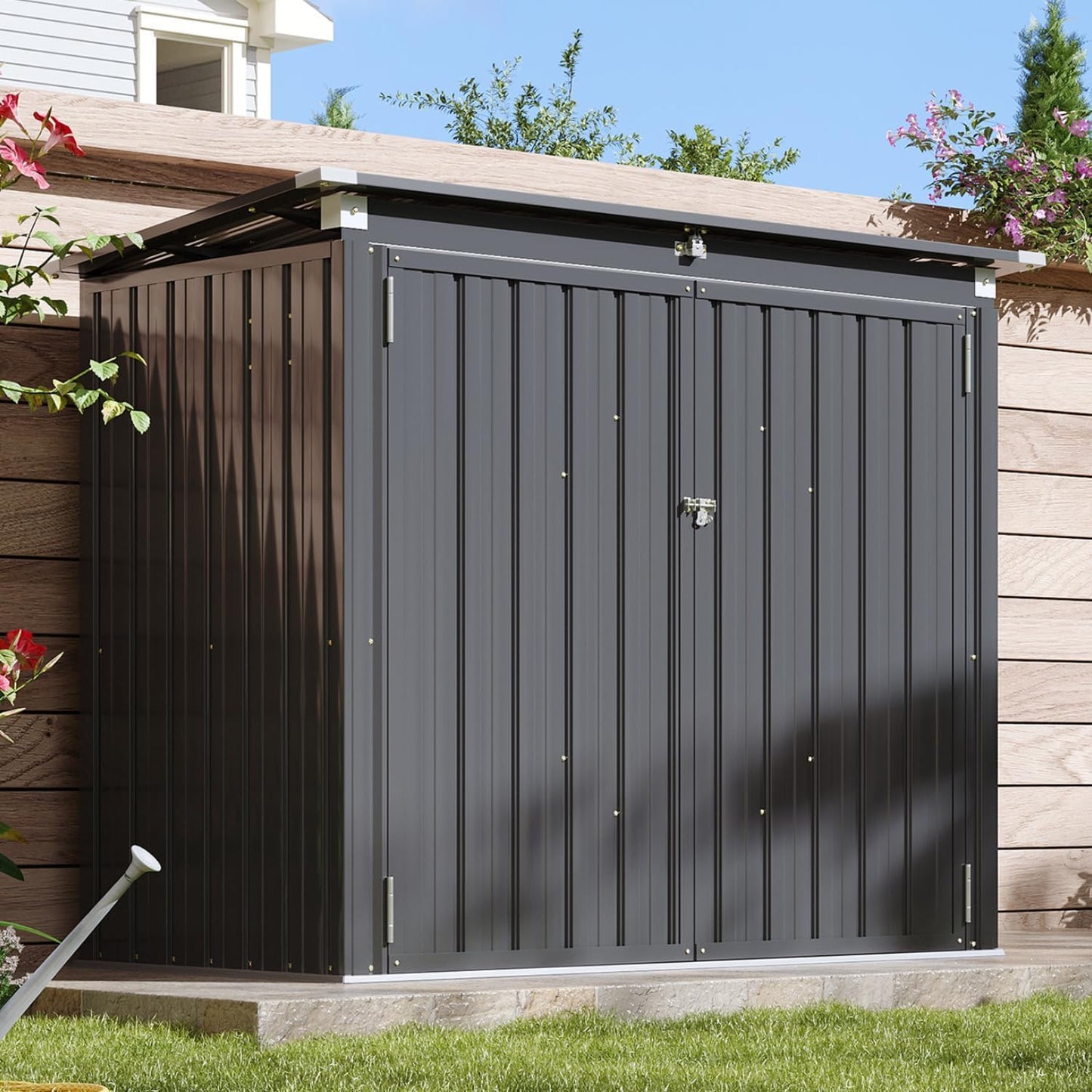 Metal Outdoor Storage Shed – Garden Utility Tool House, Weather Resistant