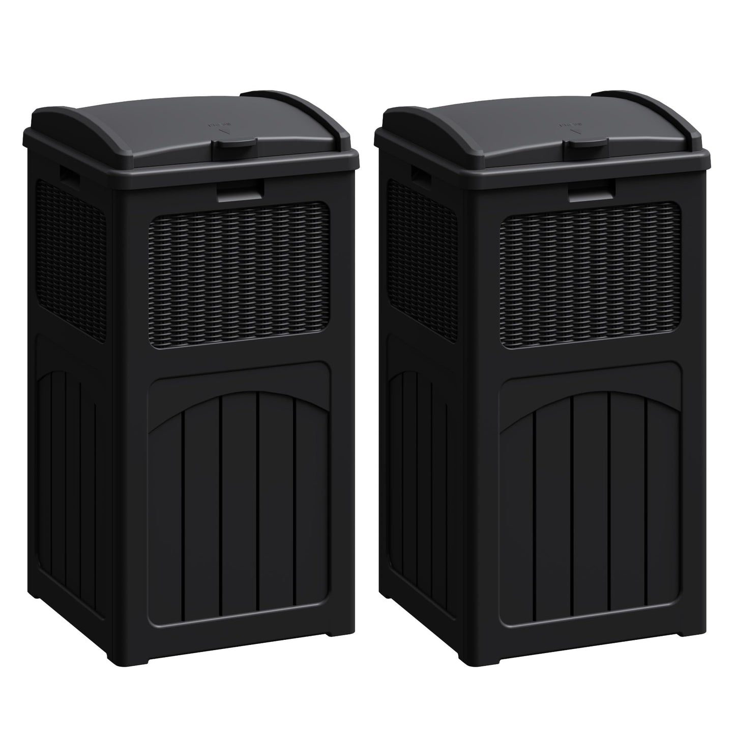 30 Gallon Outdoor Trash Can – Resin Hideaway Garbage Bin with Lid, Waterproof Patio Waste Container