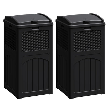 30 Gallon Outdoor Trash Can – Resin Hideaway Garbage Bin with Lid, Waterproof Patio Waste Container