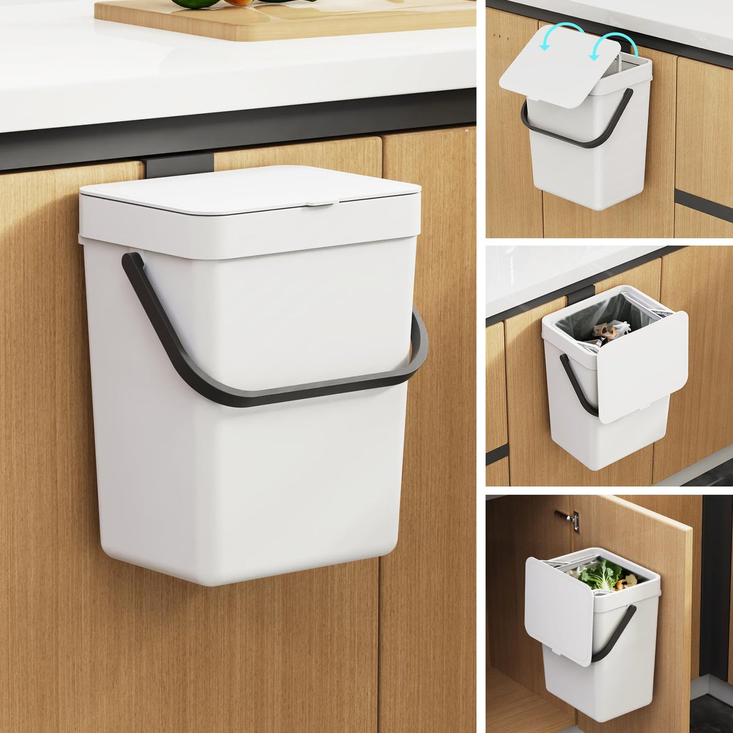 3L Small Trash Can – Compact Desktop Waste Bin, Mini Bathroom Kitchen Bin