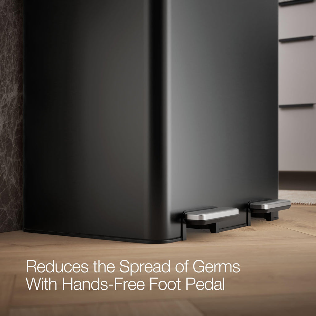 82L Dual Compartment Step Trash Can – Stainless Steel, Soft-Close Lid, Recycling Bin, Silent Pedal