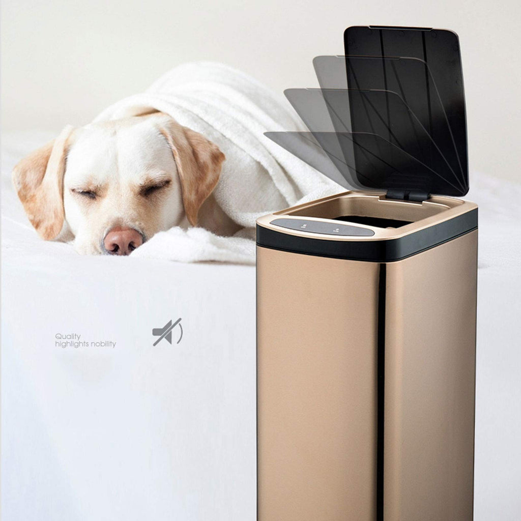 Smart Stainless Steel Touchless Trash Can, 20–30L Rectangular Kitchen Waste Bin with Lid