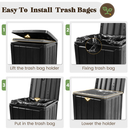 Outdoor Trash Can with Lid – Waterproof Resin Garbage Bin, Patio Garage Deck Backyard Waste Container