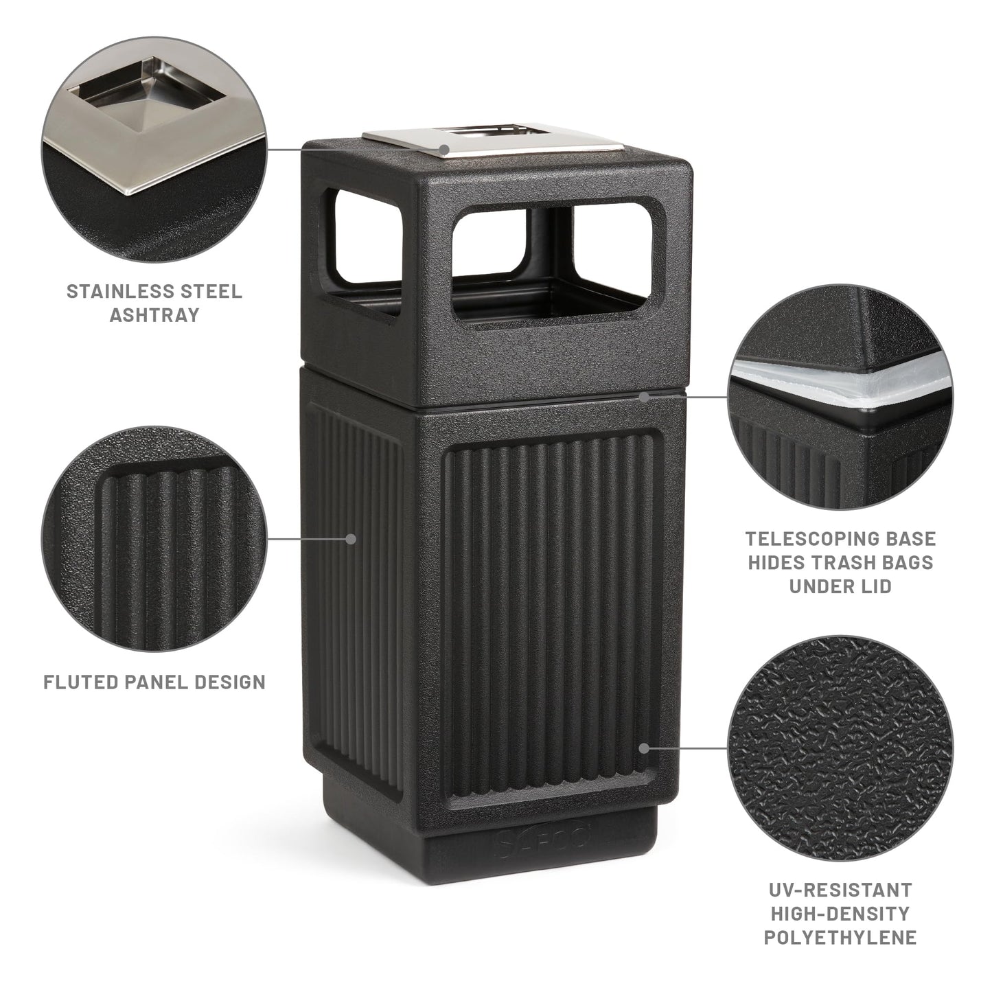 Outdoor Trash Can – Commercial Style Waste Bin, Durable All-Weather Garbage Container