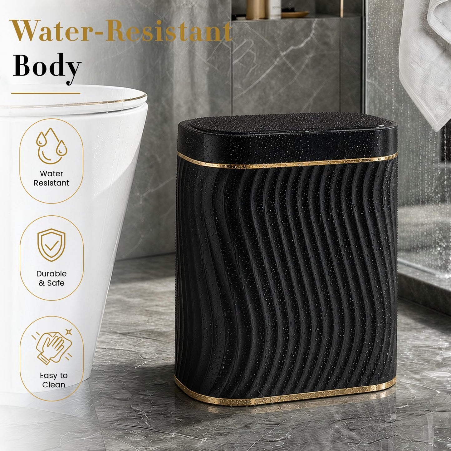 2.6 Gallon Smart Sensor Trash Can – Touchless Lid, Slim Waterproof Bathroom Bin, Compact Bedroom Office Waste Bin