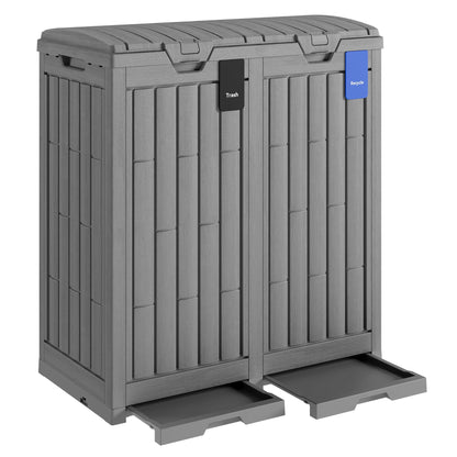 Outdoor Trash Can – Waterproof Resin Garbage Bin, Tiered Lid, Drip Tray, Patio Deck Backyard Waste Container