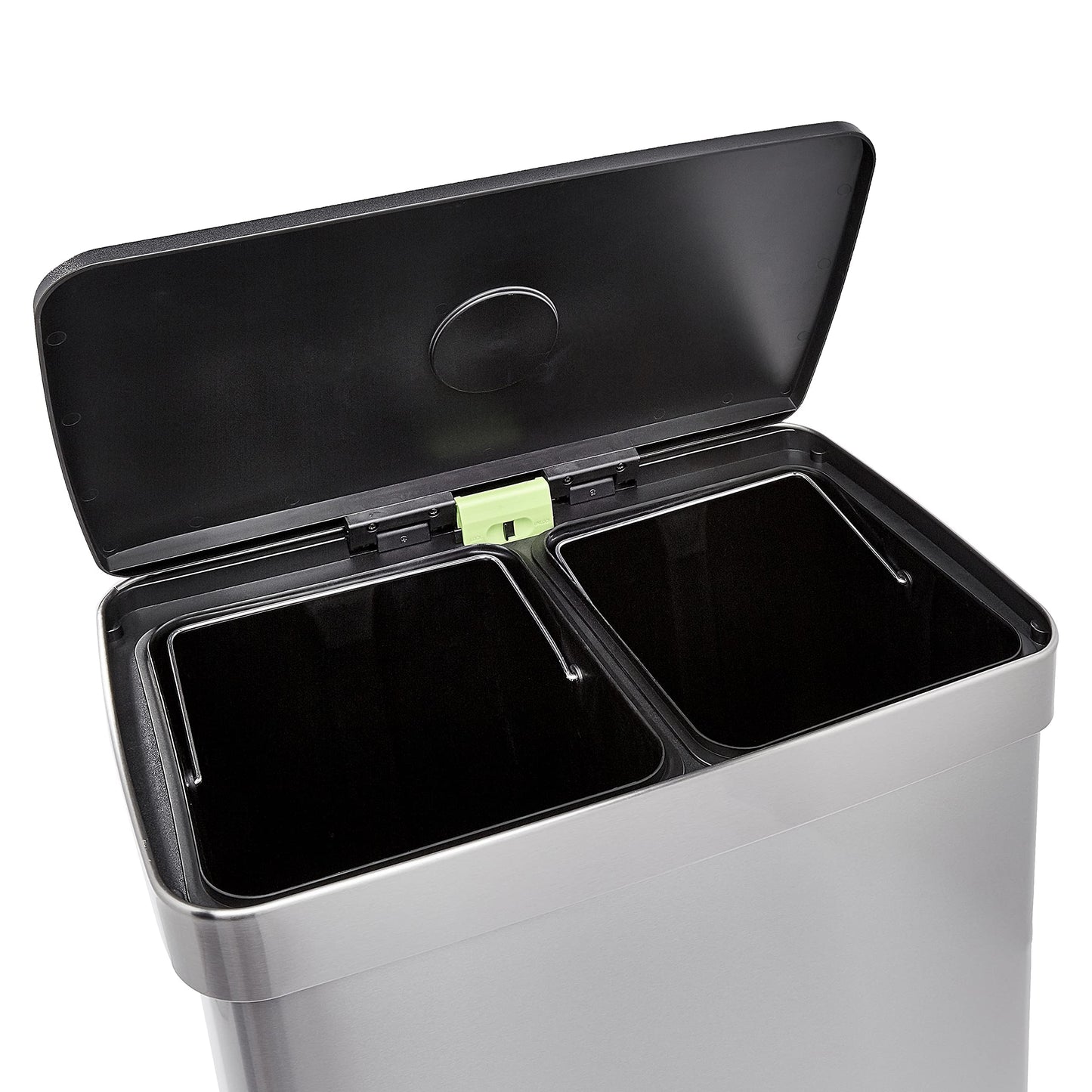 Stainless Steel Recycling Trash Can – Kitchen Waste Bin, Foot Pedal, Lid