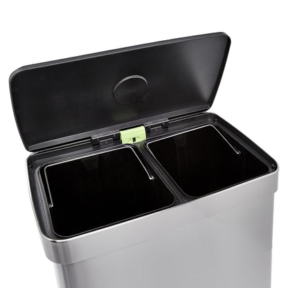 Stainless Steel Recycling Trash Can – Kitchen Waste Bin, Foot Pedal, Lid