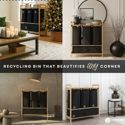 Kitchen Recycling Bin – Sectioned Waste Sorting Trash Can, Multi-Compartment Organizer