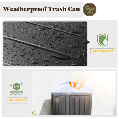 Outdoor Trash Can with Lid – Waterproof Resin Garbage Bin, Patio Garage Deck Backyard Waste Container