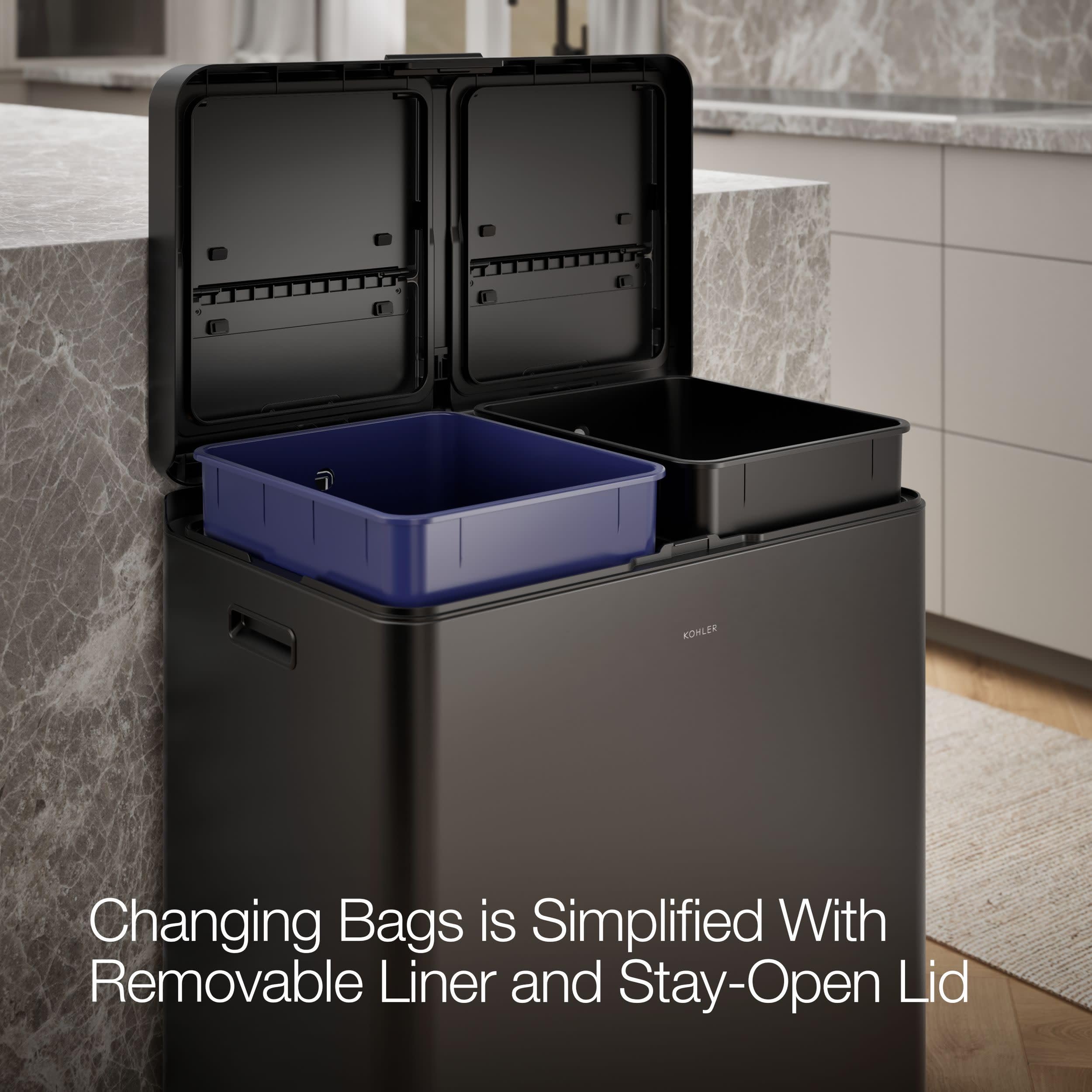 82L Dual Compartment Step Trash Can – Stainless Steel, Soft-Close Lid, Recycling Bin, Silent Pedal