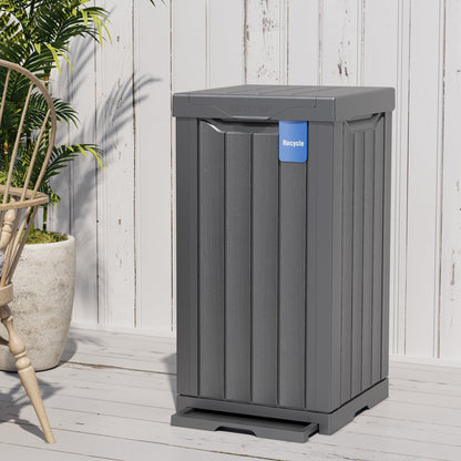 Outdoor Trash Can – Waterproof Resin Garbage Bin, Tiered Lid, Drip Tray, Patio Deck Backyard Waste Container