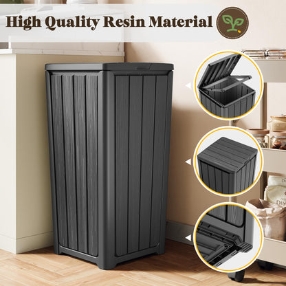 Outdoor Trash Can with Lid – Waterproof Resin Garbage Bin, Patio Garage Deck Backyard Waste Container