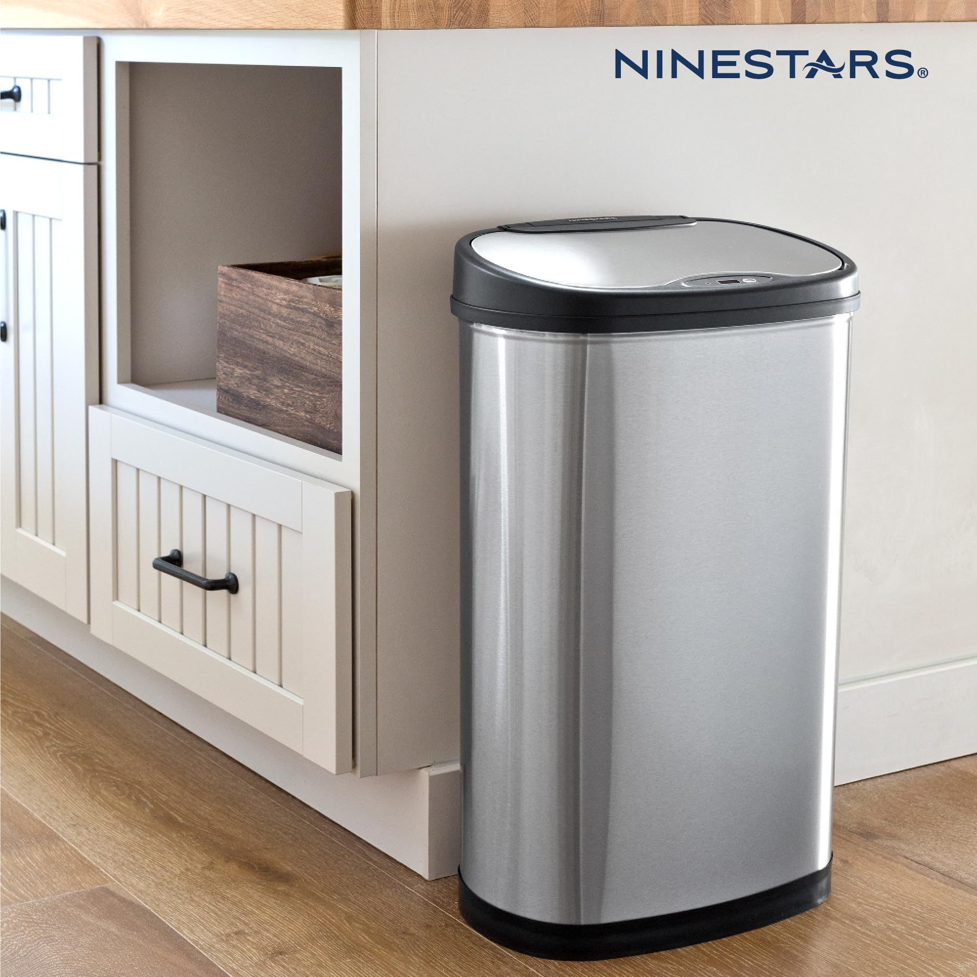 13 Gallon Smart Sensor Trash Can – 50L, Touchless, Odor Seal, Stainless Steel, Soft-Close Lid